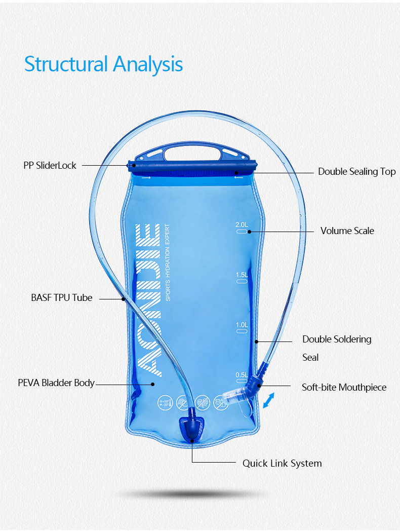Túi nước kèm ống Aonijie SD51 - Dung tích 1L-1.5L - 2L - 3L - Ảnh 4