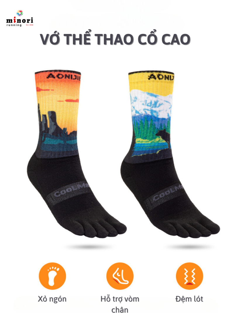 Vớ thể thao Xỏ Ngón Aonijie E4843 Cổ Cao