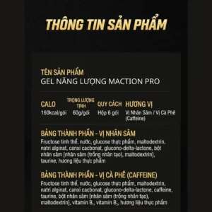 Thành Phần Của Gel Năng Lượng M-Action Energy Cruiser